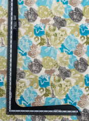 Cotton Flex Green And Blue Color Floral Pattern Discharge Print Fabric Cotton Flex Green And Blue Color Floral Pattern Discharge Print Fabric