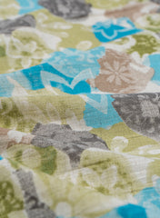 Cotton Flex Green And Blue Color Floral Pattern Discharge Print Fabric Cotton Flex Green And Blue Color Floral Pattern Discharge Print Fabric