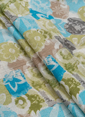 Cotton Flex Green And Blue Color Floral Pattern Discharge Print Fabric Cotton Flex Green And Blue Color Floral Pattern Discharge Print Fabric