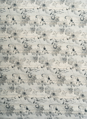 (Pre Cut -1.5 Meter) Pure Cotton Off-White And Grey Color Jacqurad Lurex With Floral Digital Print Fabric. (Pre Cut -1.5 Meter) Pure Cotton Off-White And Grey Color Jacqurad Lurex With Floral Digital Print Fabric.