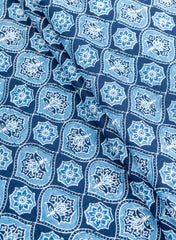Pure Cotton Cambric Indigo Color Floral Block Print Fabric Pure Cotton Cambric Indigo Color Floral Block Print Fabric