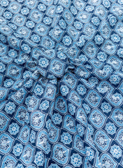 Pure Cotton Cambric Indigo Color Floral Block Print Fabric Pure Cotton Cambric Indigo Color Floral Block Print Fabric