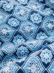 Pure Cotton Cambric Indigo Color Floral Block Print Fabric Pure Cotton Cambric Indigo Color Floral Block Print Fabric