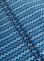 Pure Cotton Cambric Indigo Color Zig-Zag Block Print Fabric Pure Cotton Cambric Indigo Color Zig-Zag Block Print Fabric