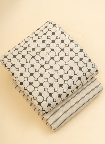 (Pre Cut-2 Meter) Cotton Flex Off-White Color With Grey Stripes Pattern Discharge Print Fabric (Pre Cut-2 Meter) Cotton Flex Off-White Color With Grey Stripes Pattern Discharge Print Fabric