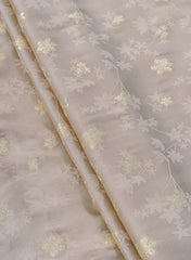 Pure Viscose Satin Greyish Color With Jacquard Butti Dyed Fabric