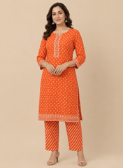 Pure Cotton Cambric Pumpkin Orange Color Mix & Match Fabric.