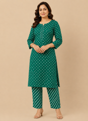 Pure Cotton Cambric Dark Green Color Mix & Match Fabric.
