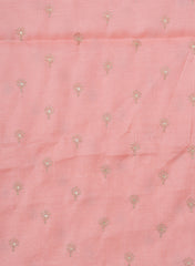 Linen Satin Light Peach Color With Zari Butti Embroidery