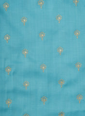 Linen Satin Sky Blue Color With Zari Butti Embroidery