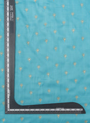 Linen Satin Sky Blue Color With Zari Butti Embroidery