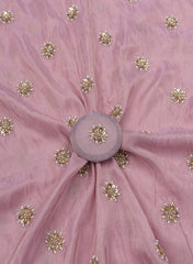 Pure Tissue Lavender Color Pearl And Sequins Embroidery Fabric.