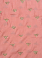 Linen Satin Light Peach Color With Zari Embroidery