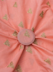 Linen Satin Light Peach Color With Zari Embroidery