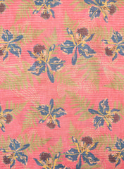 Chanderi Kotta Silk Flamingo Pink Color Floral Digital Print With Sequins Embroidery Fabric.