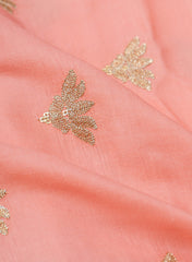 Linen Satin Light Peach Color With Zari Embroidery