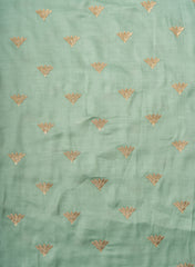 Linen Satin Light Pista Green Color With Zari Embroidery