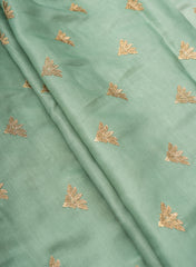 Linen Satin Light Pista Green Color With Zari Embroidery
