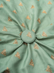 Linen Satin Light Pista Green Color With Zari Embroidery