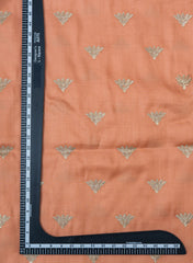 Linen Satin Orange Color With Zari Embroidery
