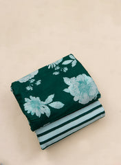 Pure Cotton Cambric Mix And Match Dark Green Color Block Print Fabric.
