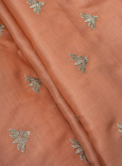 Linen Satin Orange Color With Zari Embroidery