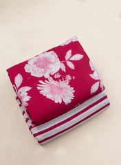 Pure Cotton Cambric Mix And Match Dark Pink Color Block Print Fabric.