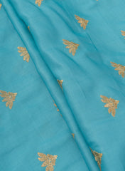 Linen Satin Sky Blue Color With Zari Embroidery