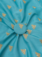 Linen Satin Sky Blue Color With Zari Embroidery