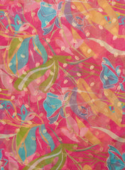 Pure Organza Multi Color Floral Digital Print With Jacquard Work Fabric