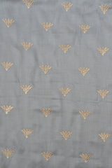 Linen Satin Grey Color With Zari Embroidery