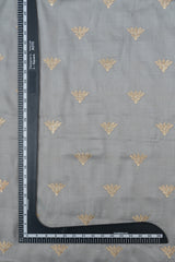 Linen Satin Grey Color With Zari Embroidery
