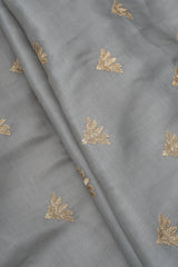 Linen Satin Grey Color With Zari Embroidery