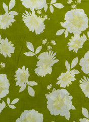Pure Cotton Cambric Mix And Match Olive Green Color Block Print Fabric.