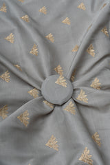 Linen Satin Grey Color With Zari Embroidery