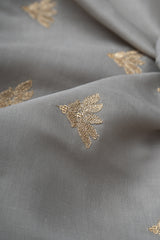 Linen Satin Grey Color With Zari Embroidery