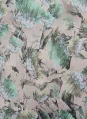 Shimmer Georgette Grey Color Floral Digital Print Fabric