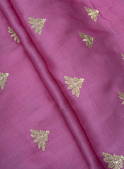Linen Satin Light Lavender Color With Zari Embroidery