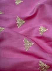 Linen Satin Light Lavender Color With Zari Embroidery