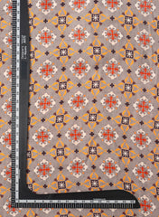 Premium Cotton Mulmul Grey Color Traditional Digital Print Fabric.