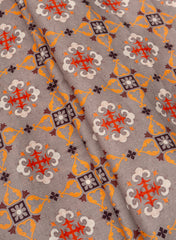 Premium Cotton Mulmul Grey Color Traditional Digital Print Fabric.