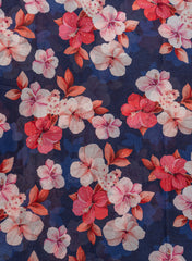 Pure Chinnon Chiffon Navy Blue Color Floral Pattern Mukesh Work Embroidery Fabric.
