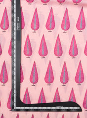 Premium Cotton Mulmul Pink Color Floral Digital Print Fabric.