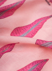 Premium Cotton Mulmul Pink Color Floral Digital Print Fabric.