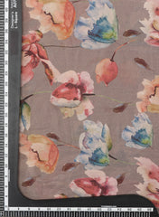 Shimmer Georgette Grey Color Floral Digital Print Fabric.