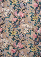 Cotton Mulmul Brown Color Floral Digital Print Fabric.