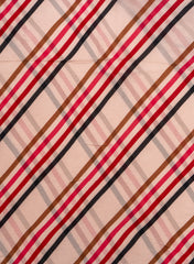 Pure Chinnon Chiffon Pastel Pink Color Cross Stripes  Digital Print Fabric.