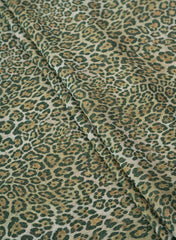 Shimmer Georgette Forest Green Color Animal Digital Print Fabric