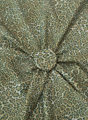 Shimmer Georgette Forest Green Color Animal Digital Print Fabric