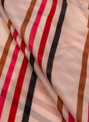 Pure Chinnon Chiffon Pastel Pink Color Cross Stripes  Digital Print Fabric.